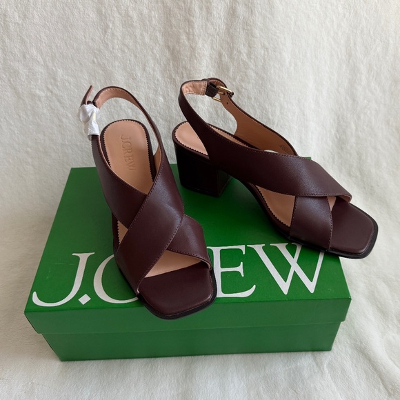 New! J.Crew Dylan Crisscross Block-Heel Sandals, Color: Ganache Sz: 6.5 - Picture 2 of 11